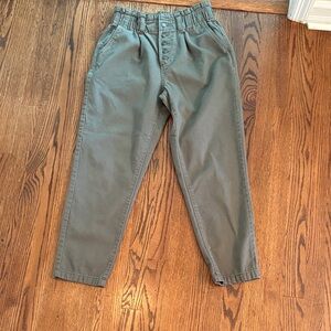 Olive Green Casual Button-Front Pants